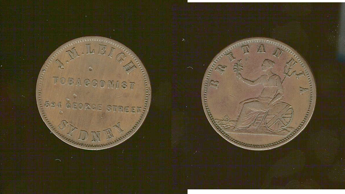 Australian penny token JM Leigh Tabacconist Sydney gVF